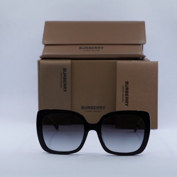 Burberry BE4323F 38538G Square Sunglasses - Black/Check Brown/Grey main image 10
